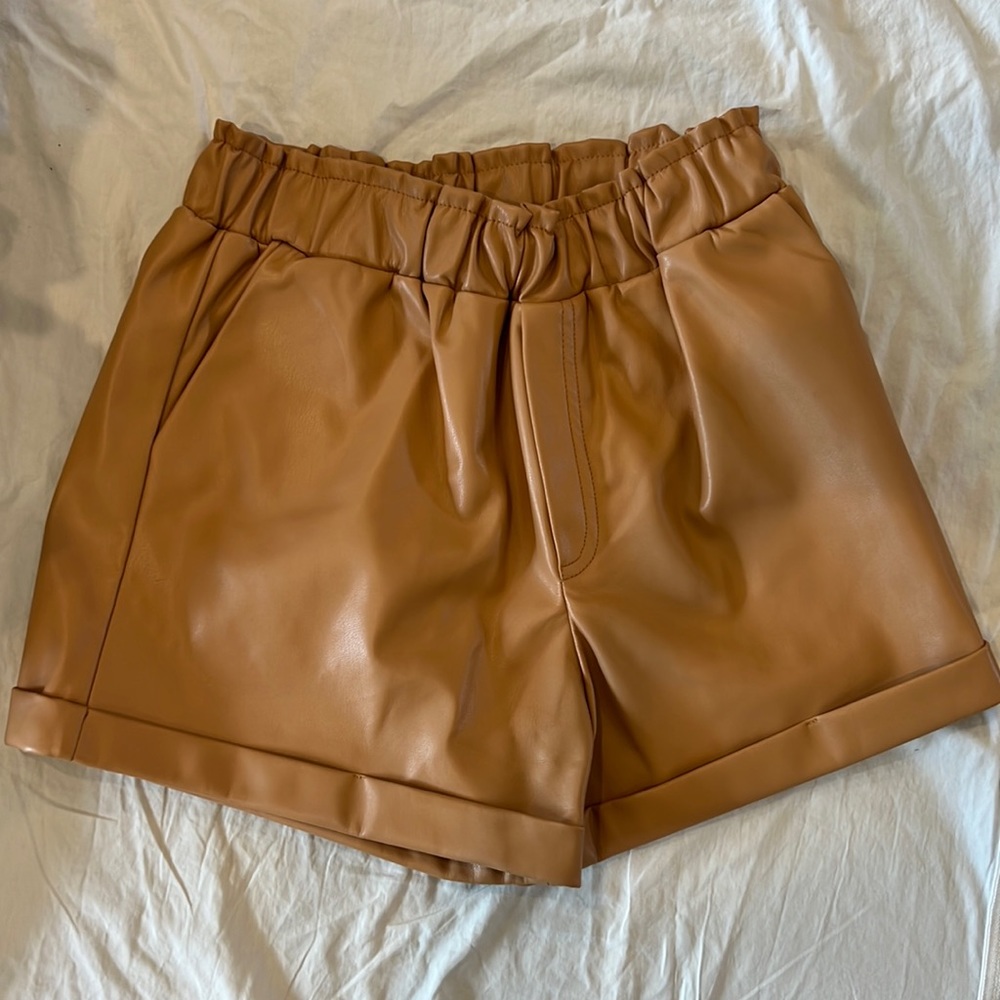 Faux leather high waisted shorts - like new